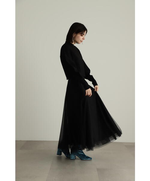 新品タグ付　ジルスチュアート　ハイウエスト チュール フレア ロング スカート JILL STUART（ジルスチュアート）の「◇ハイウエストチュール