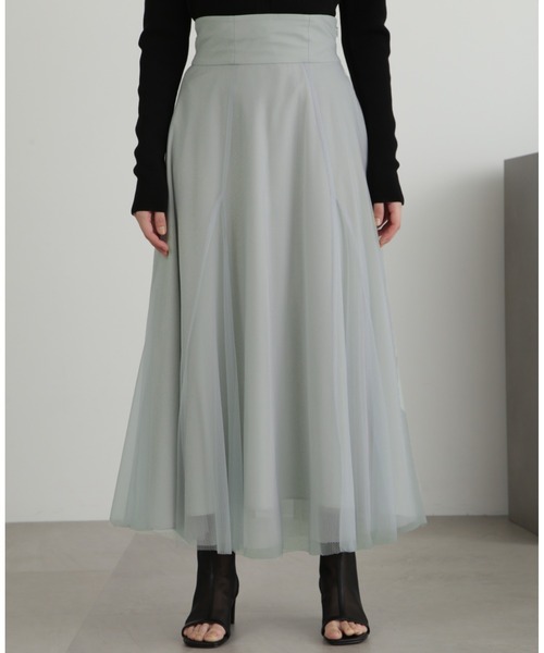 新品タグ付　ジルスチュアート　ハイウエスト チュール フレア ロング スカート JILL STUART（ジルスチュアート）の「◇ハイウエストチュール