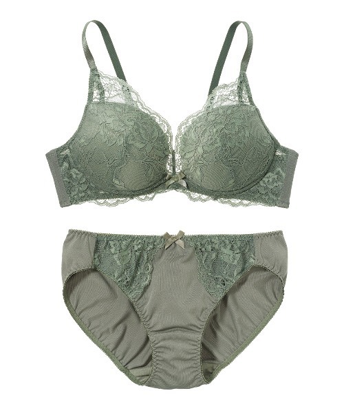 PEACH JOHN（ピーチジョン）の「【ラクな着け心地で自然な丸み＆高さ！バリエいろいろ♪】丸胸メイクリラックスノンワイヤーレースブラジャー＆ショーツセット（ブラ&ショーツ・レディース・グレイッシュブルー/ピンク/ネイビー/カーキ/インディゴブルー/サーモンピンク/オフホワイト/スモークピンク/ブルー/チャコール/サックスブルー/チェリーピンク/ホワイト/ミント/ラベンダー/ライトパープル/ダークネイビー/チャコールグレー/ベビーピンク/アイボリー/ピンク系その他/ライトブルー/ボルドー/ライトグレー/ライトピンク/グレイッシュベージュ/ローズ/ブラウン/ピンクベージュ・BC70/BC75/DE65/DE70/DE75/BC65）」の10枚目の写真