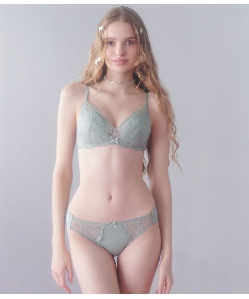 PEACH JOHN（ピーチジョン）の「【ラクな着け心地で自然な丸み＆高さ！バリエいろいろ♪】丸胸メイクリラックスノンワイヤーレースブラジャー＆ショーツセット（ブラ&ショーツ・レディース・グレイッシュブルー/ピンク/ネイビー/カーキ/インディゴブルー/サーモンピンク/オフホワイト/スモークピンク/ブルー/チャコール/サックスブルー/チェリーピンク/ホワイト/ミント/ラベンダー/ライトパープル/ダークネイビー/チャコールグレー/ベビーピンク/アイボリー/ピンク系その他/ライトブルー/ボルドー/ライトグレー/ライトピンク/グレイッシュベージュ/ローズ/ブラウン/ピンクベージュ・BC70/BC75/DE65/DE70/DE75/BC65）」の11枚目の写真