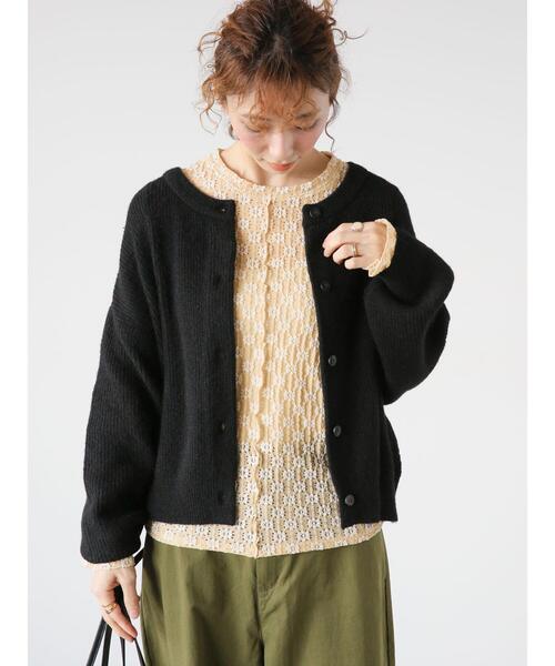 Lugnoncure（ルノンキュール）の「前後2WAYメランジニットカーディガン（カーディガン/ボレロ・レディース・ブラック/ブルー/グレー/イエロー・F）」の10枚目の写真