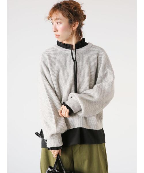 Lugnoncure（ルノンキュール）の「前後2WAYメランジニットカーディガン（カーディガン/ボレロ・レディース・ブラック/ブルー/グレー/イエロー・F）」の18枚目の写真