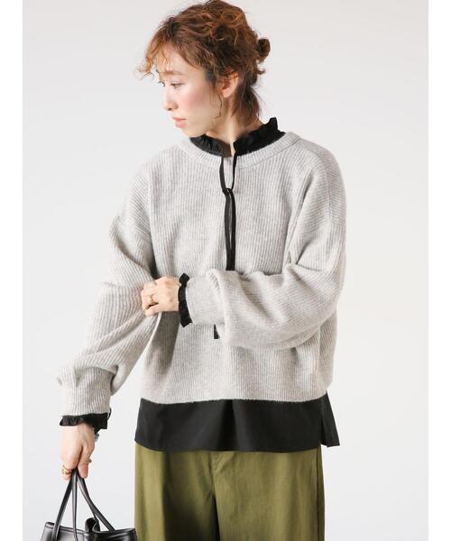 Lugnoncure（ルノンキュール）の「前後2WAYメランジニットカーディガン（カーディガン/ボレロ・レディース・ブラック/ブルー/グレー/イエロー・F）」の19枚目の写真