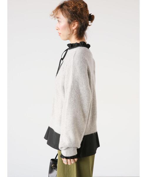 Lugnoncure（ルノンキュール）の「前後2WAYメランジニットカーディガン（カーディガン/ボレロ・レディース・ブラック/ブルー/グレー/イエロー・F）」の20枚目の写真