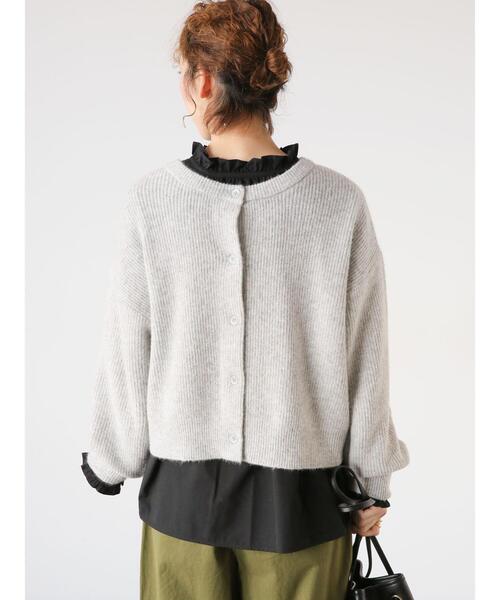 Lugnoncure（ルノンキュール）の「前後2WAYメランジニットカーディガン（カーディガン/ボレロ・レディース・ブラック/ブルー/グレー/イエロー・F）」の21枚目の写真