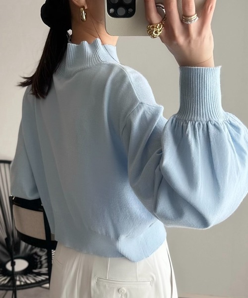 ショートスリーブ モックネックニット UA COZY ーウォッシャブル