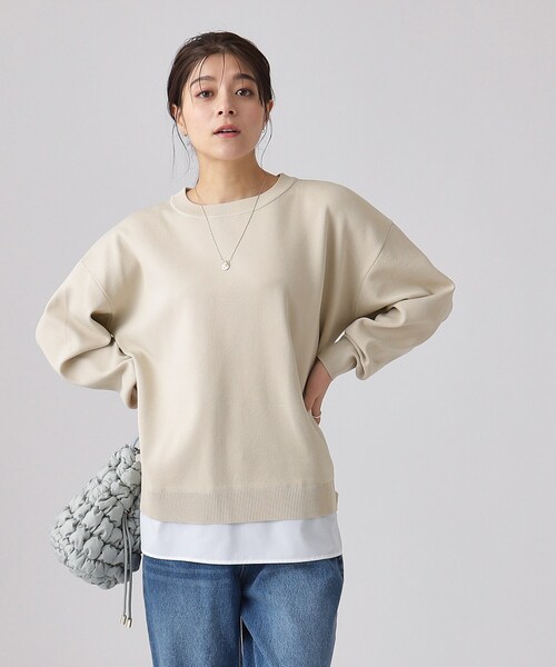 SHOO・LA・RUE(シューラルー)の「◆一枚で簡単こなれ見え スポンディッシュ 裾レイヤード風ニット(ニット/セーター・レディース・オフホワイト/ナチュラル/イエロー系その他/ベビーピンク/ネイビー・00)」の20枚目の写真