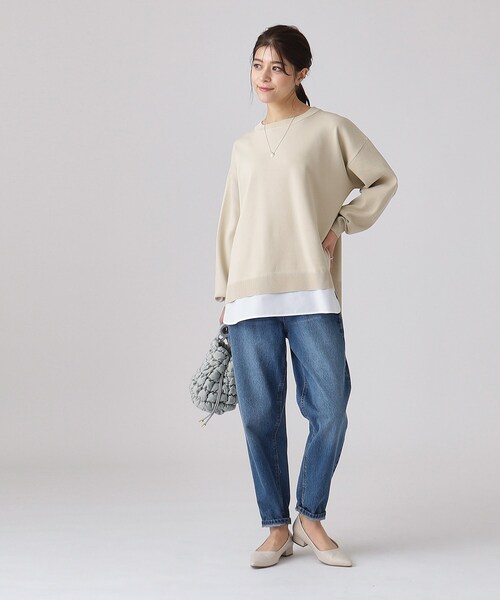 SHOO・LA・RUE(シューラルー)の「◆一枚で簡単こなれ見え スポンディッシュ 裾レイヤード風ニット(ニット/セーター・レディース・オフホワイト/ナチュラル/イエロー系その他/ベビーピンク/ネイビー・00)」の18枚目の写真