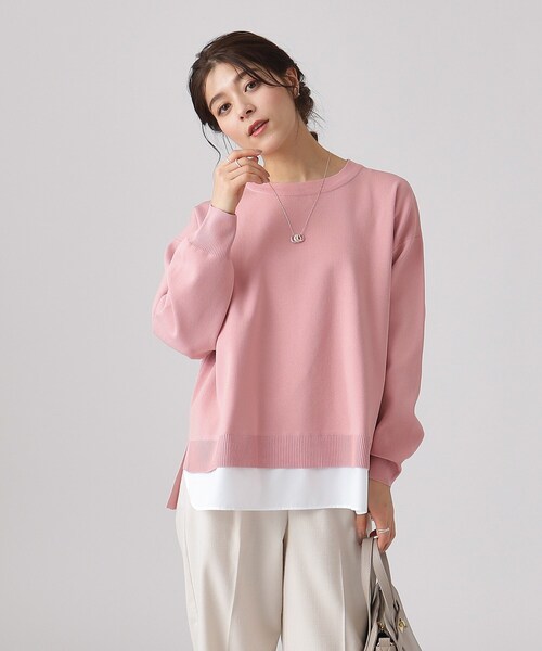 SHOO・LA・RUE(シューラルー)の「◆一枚で簡単こなれ見え スポンディッシュ 裾レイヤード風ニット(ニット/セーター・レディース・オフホワイト/ナチュラル/イエロー系その他/ベビーピンク/ネイビー・00)」の16枚目の写真