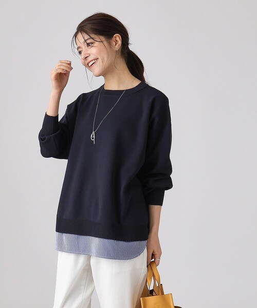 SHOO・LA・RUE(シューラルー)の「◆一枚で簡単こなれ見え スポンディッシュ 裾レイヤード風ニット(ニット/セーター・レディース・オフホワイト/ナチュラル/イエロー系その他/ベビーピンク/ネイビー・00)」の12枚目の写真