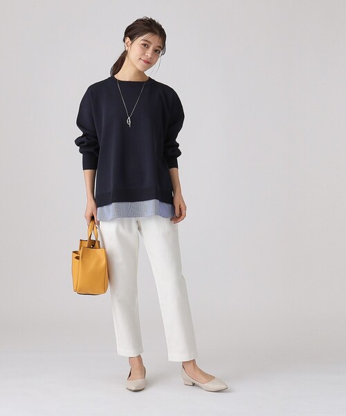 SHOO・LA・RUE(シューラルー)の「◆一枚で簡単こなれ見え スポンディッシュ 裾レイヤード風ニット(ニット/セーター・レディース・オフホワイト/ナチュラル/イエロー系その他/ベビーピンク/ネイビー・00)」の10枚目の写真