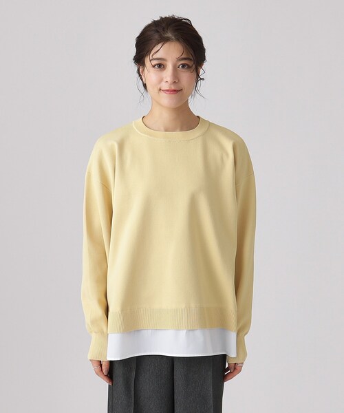 SHOO・LA・RUE(シューラルー)の「◆一枚で簡単こなれ見え スポンディッシュ 裾レイヤード風ニット(ニット/セーター・レディース・オフホワイト/ナチュラル/イエロー系その他/ベビーピンク/ネイビー・00)」の8枚目の写真