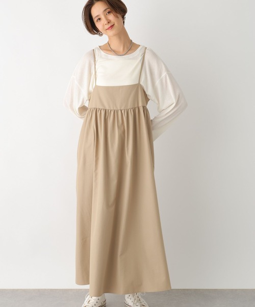 LEPSIM（レプシィム）の「切り替えギャザーキャミワンピース　102445（ワンピース・レディース・ベージュ/ブラック・FREE）」の2枚目の写真