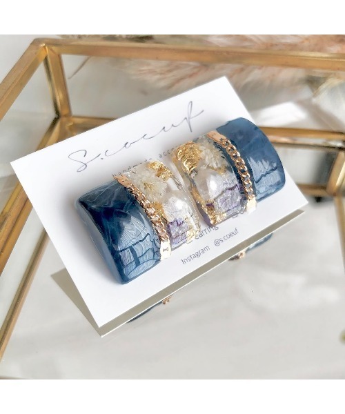 tone（トーン）の「【S.coeuf】金属アレルギー対応ピアス　ツートンスクエア×かすみ草(MA)（ピアス（両耳用）・レディース・ベージュ/カーキ/ブルー/ブラウン・FREE）」の10枚目の写真