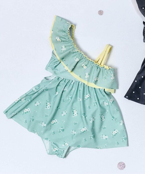 apres les cours（アプレレクール）の「【リンク/UVカット】ドット・花柄フリルワンショルワンピース水着（水着・キッズ・その他3/ドット・80/90/100/110/120/130/140）」の6枚目の写真