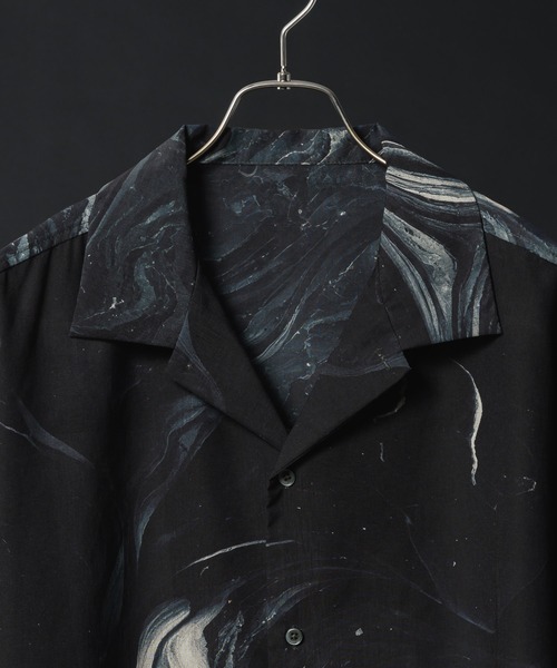 MARBLEマーブル 半袖 ブラウス Marble Pattern Short-Sleeve Shirt - マーブル転写総柄半袖シャツ