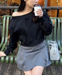 one after another NICE CLAUP | ベロアリボンワンショルスウェット(スウェット)