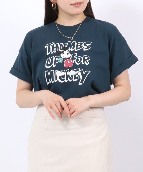Disney（ディズニー）の「DISNEY（ディズニー）キャラクタープリント・ワンポイント半袖Tシャツ レディース/ミッキーマウス/ミニーマウス（Tシャツ/カットソー・レディース・ダークブルー/ネイビー/モカ/ブルー系その他/ホワイト系その他/ワインレッド/グリーン/グレイッシュベージュ/アイボリー/ホワイト系その他2/グレー/レモンイエロー・M/L）」の10枚目の写真