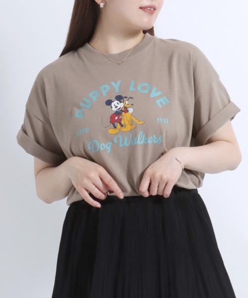 Disney（ディズニー）の「DISNEY（ディズニー）キャラクタープリント・ワンポイント半袖Tシャツ レディース/ミッキーマウス/ミニーマウス（Tシャツ/カットソー・レディース・ダークブルー/ネイビー/モカ/ブルー系その他/ホワイト系その他/ワインレッド/グリーン/グレイッシュベージュ/アイボリー/ホワイト系その他2/グレー/レモンイエロー・M/L）」の6枚目の写真