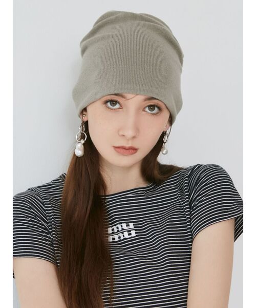 MURUA（ムルーア）の「ミニマルニットビーニー（ニットキャップ/ビーニー・レディース・グレー/ブラック・FREE）」の3枚目の写真