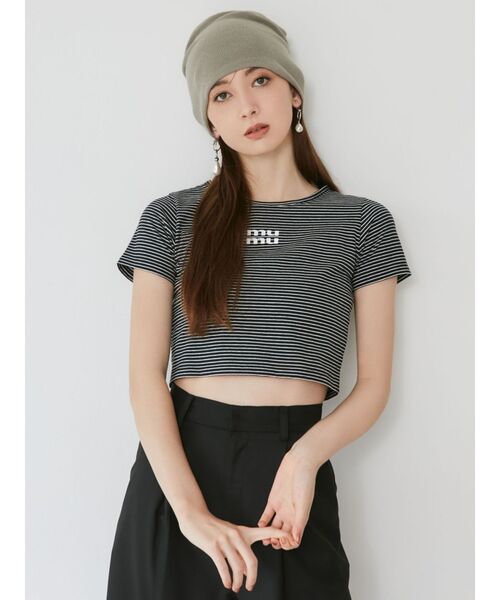 MURUA（ムルーア）の「ミニマルニットビーニー（ニットキャップ/ビーニー・レディース・グレー/ブラック・FREE）」の4枚目の写真