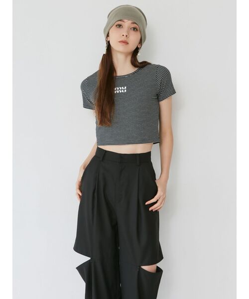 MURUA（ムルーア）の「ミニマルニットビーニー（ニットキャップ/ビーニー・レディース・グレー/ブラック・FREE）」の5枚目の写真