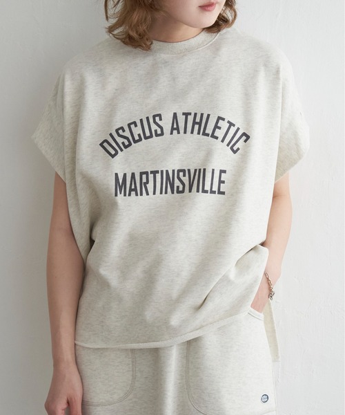 DISCUS ATHLETIC（ディスカス　アスレチック）の「DISCUS ATHLETIC ロゴフレンチスリーブTシャツ（Tシャツ/カットソー・レディース・ライトグレー/ブラック/ホワイト・M）」の3枚目の写真