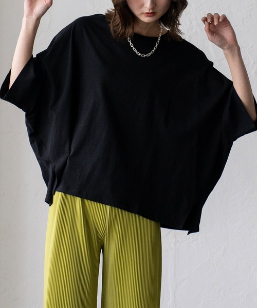 VitaFelice(ヴィータフェリーチェ)の「ドルマンワイドカットソー(Tシャツ/カットソー・レディース・チャコール/グリーン系その他/ブラック/イエロー系その他/ピンク系その他/オフホワイト/ブルー系・FREE)」の15枚目の写真