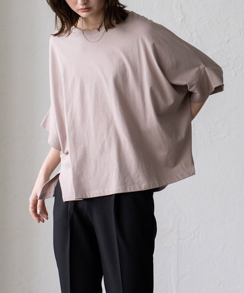VitaFelice(ヴィータフェリーチェ)の「ドルマンワイドカットソー(Tシャツ/カットソー・レディース・チャコール/グリーン系その他/ブラック/イエロー系その他/ピンク系その他/オフホワイト/ブルー系・FREE)」の19枚目の写真