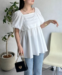 prose verse | フロントタックパフスリーブペプラムブラウス(シャツ/ブラウス)