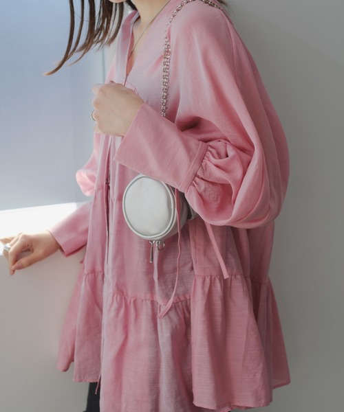 yori ヨリ ストライプティアードチュニック ピンク 新品未使用 タグ付 新品未使用タグ付き yori フクレティアードブラウス 36 ピンク