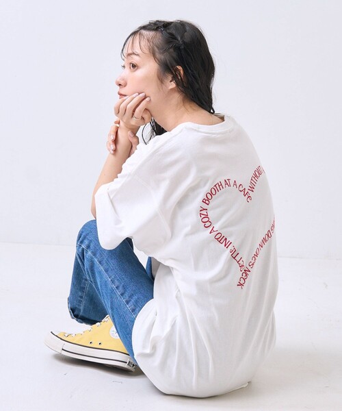 ★ ILLIGO★ ハートフィット 刺繍 ルーズ クロップ Tシャツ ☆ ILLIGO☆ ハートフィット 刺繍 ルーズ クロップ Tシャツ