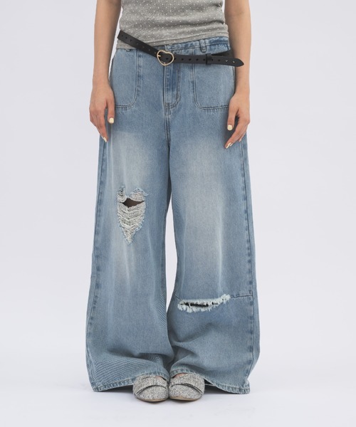 idem heart damage denim ハートダメージデニムパンツ L heart damage denim/ハートダメージデニムパンツ（デニムパンツ