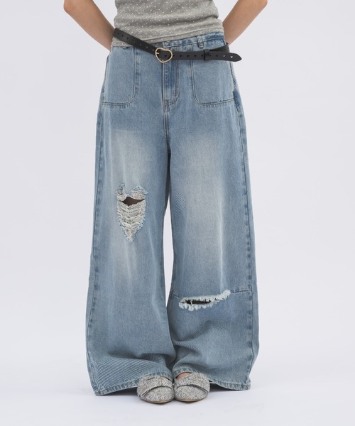idem heart damage denim ハートダメージデニムパンツ L heart damage denim/ハートダメージデニムパンツ（デニムパンツ