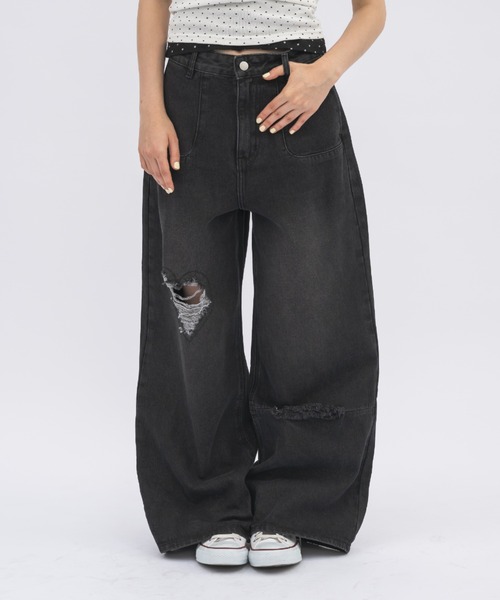 idem heart damage denim ハートダメージデニムパンツ L heart damage denim – idem