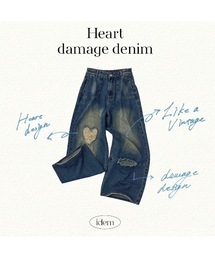 idem（イデム）の「heart damage denim/ハートダメージデニムパンツ（デニムパンツ）」
