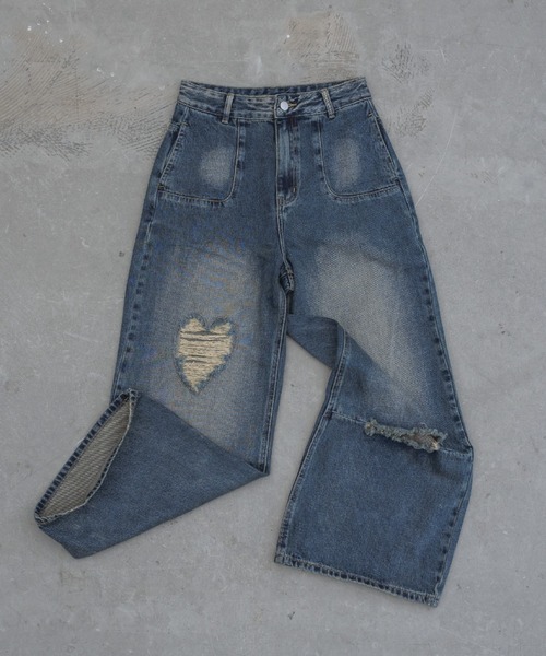 idem heart damage denim ハートダメージデニムパンツ L heart damage denim/ハートダメージデニムパンツ（デニムパンツ