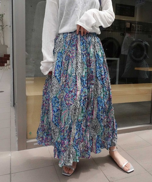 CORNERS(コーナーズ)の「エスニック花柄ロングスカート(スカート・レディース・ピンク/グリーン/ブルー/ブラック・M)」の17枚目の写真