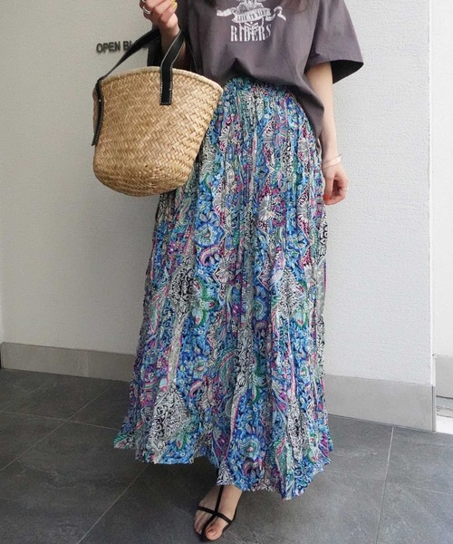 CORNERS(コーナーズ)の「エスニック花柄ロングスカート(スカート・レディース・ピンク/グリーン/ブルー/ブラック・M)」の14枚目の写真