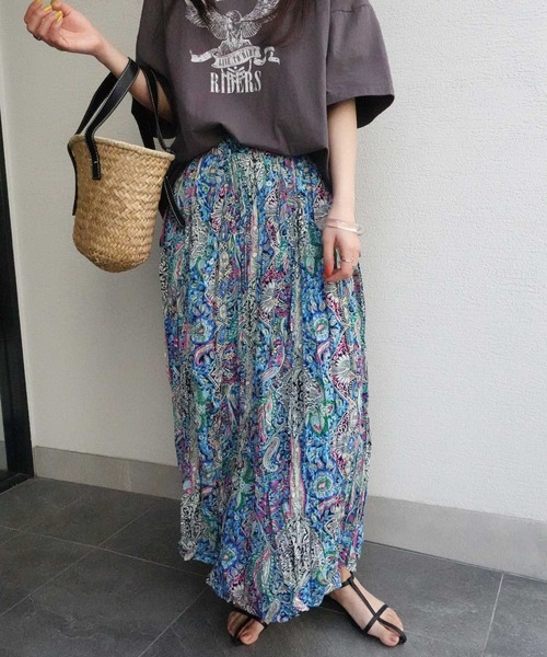 CORNERS(コーナーズ)の「エスニック花柄ロングスカート(スカート・レディース・ピンク/グリーン/ブルー/ブラック・M)」の15枚目の写真