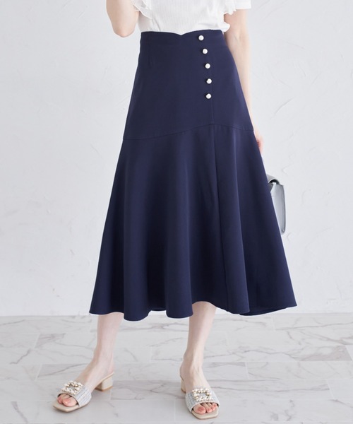 tocco closet（トッコ　クローゼット）の「パール付きウエストハートカットスカート（スカート・レディース・ネイビー/ベージュ/ブラック・M）」の3枚目の写真