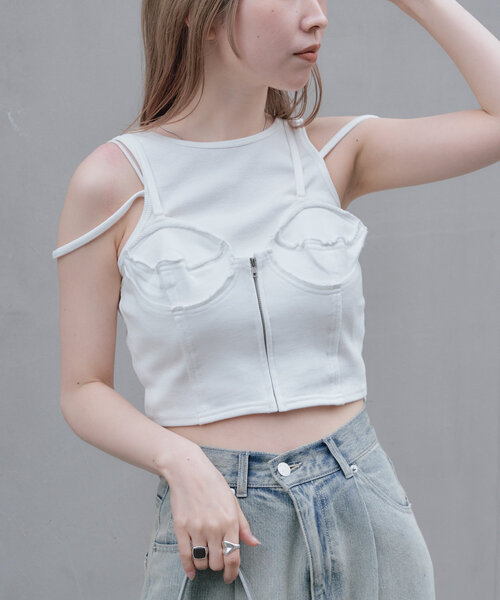 RAY CASSIN（レイカズン）の「裏毛スウェットビスチェ（Tシャツ/カットソー・レディース・ブラック/アイボリー/グレー・FREE）」の14枚目の写真