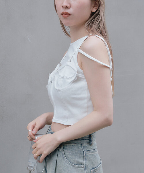 RAY CASSIN（レイカズン）の「裏毛スウェットビスチェ（Tシャツ/カットソー・レディース・ブラック/アイボリー/グレー・FREE）」の15枚目の写真