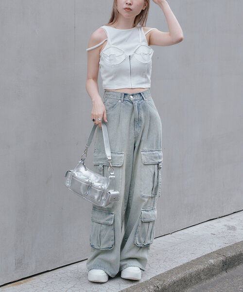 RAY CASSIN（レイカズン）の「裏毛スウェットビスチェ（Tシャツ/カットソー・レディース・ブラック/アイボリー/グレー・FREE）」の17枚目の写真