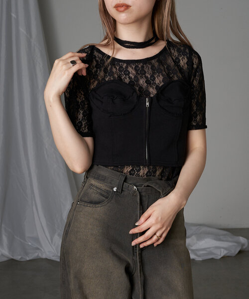 RAY CASSIN（レイカズン）の「裏毛スウェットビスチェ（Tシャツ/カットソー・レディース・ブラック/アイボリー/グレー・FREE）」の21枚目の写真