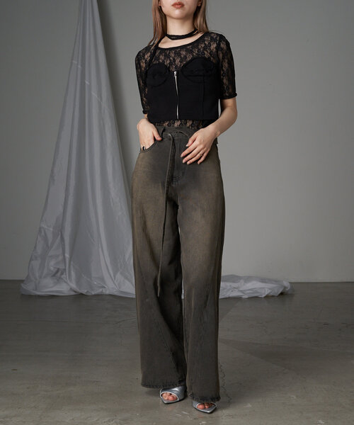 RAY CASSIN（レイカズン）の「裏毛スウェットビスチェ（Tシャツ/カットソー・レディース・ブラック/アイボリー/グレー・FREE）」の4枚目の写真