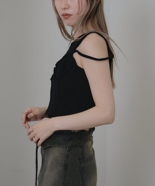 RAY CASSIN（レイカズン）の「裏毛スウェットビスチェ（Tシャツ/カットソー・レディース・ブラック/アイボリー/グレー・FREE）」の8枚目の写真