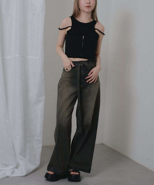 RAY CASSIN（レイカズン）の「裏毛スウェットビスチェ（Tシャツ/カットソー・レディース・ブラック/アイボリー/グレー・FREE）」の10枚目の写真