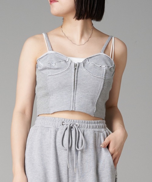 RAY CASSIN（レイカズン）の「裏毛スウェットビスチェ（Tシャツ/カットソー・レディース・ブラック/アイボリー/グレー・FREE）」の3枚目の写真