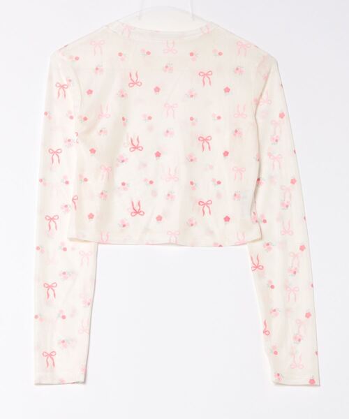 Mayree(メイリー)の「【Mayree】リボン フラワー シアートップス(Tシャツ/カットソー・レディース・ホワイト/ブラック/ピンク・FREE)」の7枚目の写真